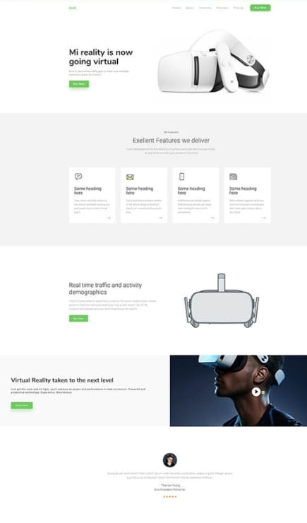Ejemplo de landing page para venta de gafas de realidad virtual