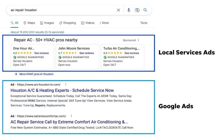 anuncios de Google vs anuncios de servicios locales