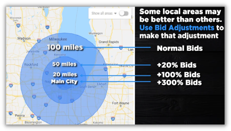 segmentación de ubicación en Google Ads -optimization