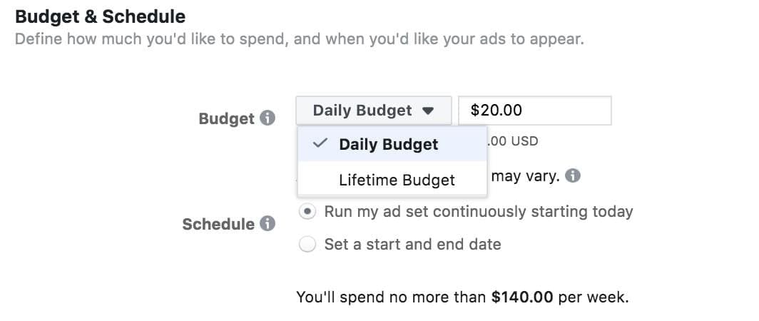 Presupuestos diarios vs vitalicios en Facebook Ads -choose-1