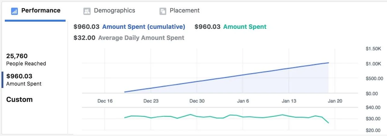 Presupuestos diarios vs vitalicios en Facebook Ads -daily graph-1