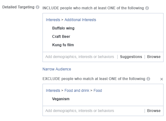 example facebook b2c interest targeting