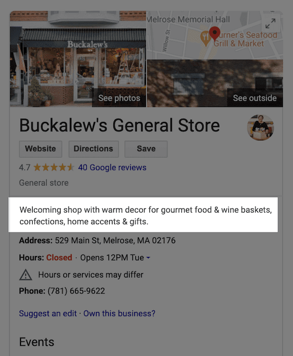 optimizar tu Perfil Empresarial de Google - editorial description buckalews