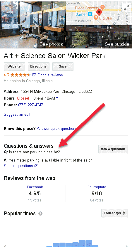 optimizar tu Perfil Empresarial de Google - question and answer section