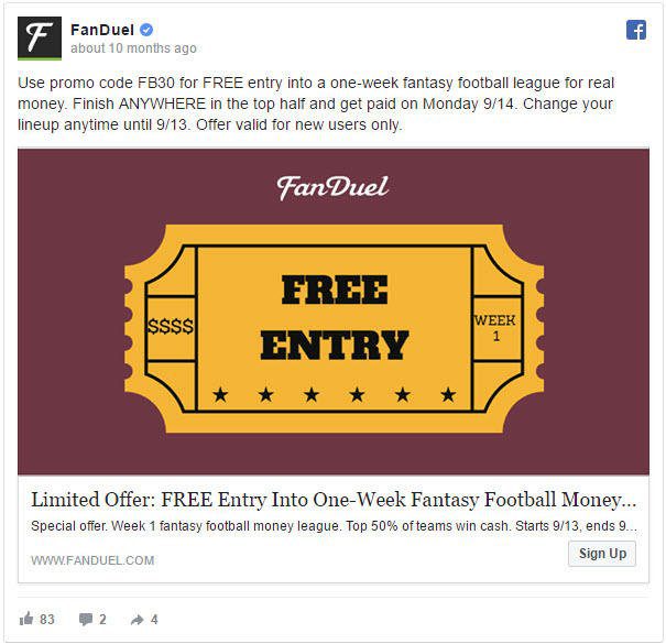 tipos de anuncios en Facebook - offer claim